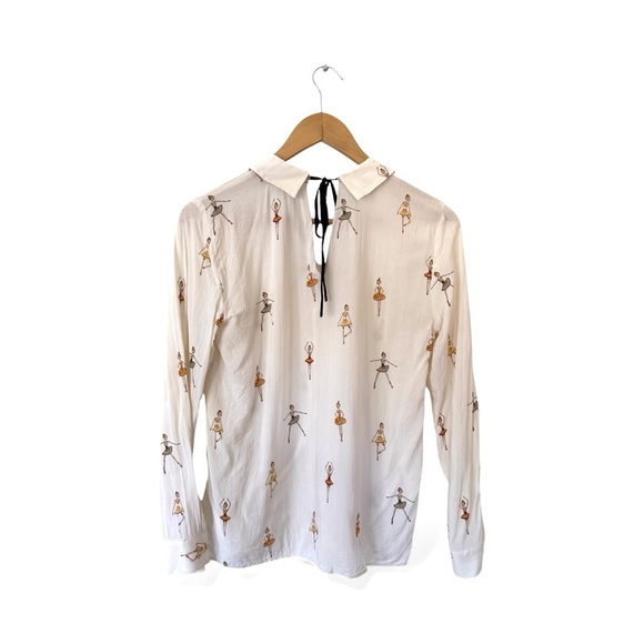 Zara Cream Ballerina Blouse with Tiny Black Bow Tie - Picture 5 of 14